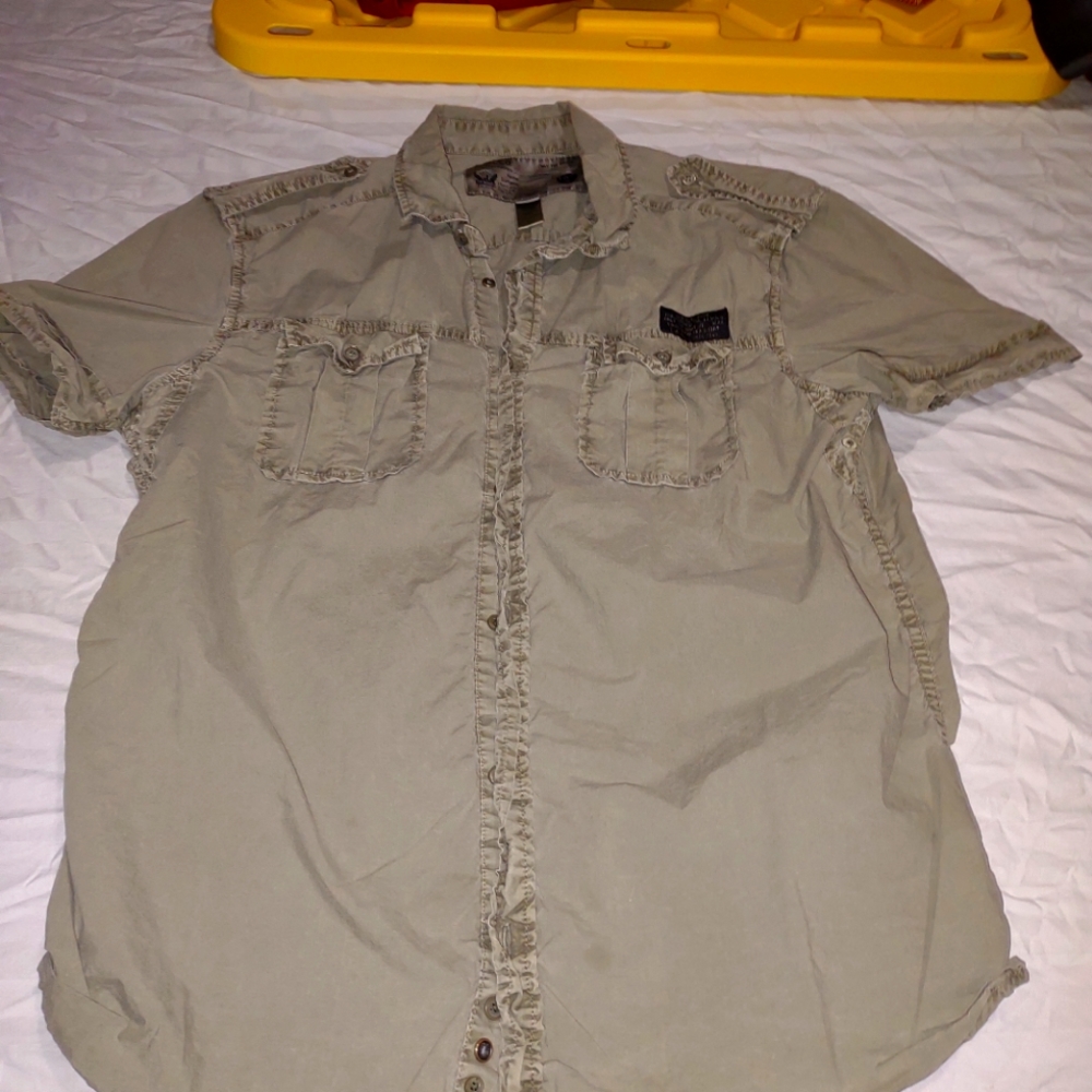 Diesel olive button up short sleeve shirt